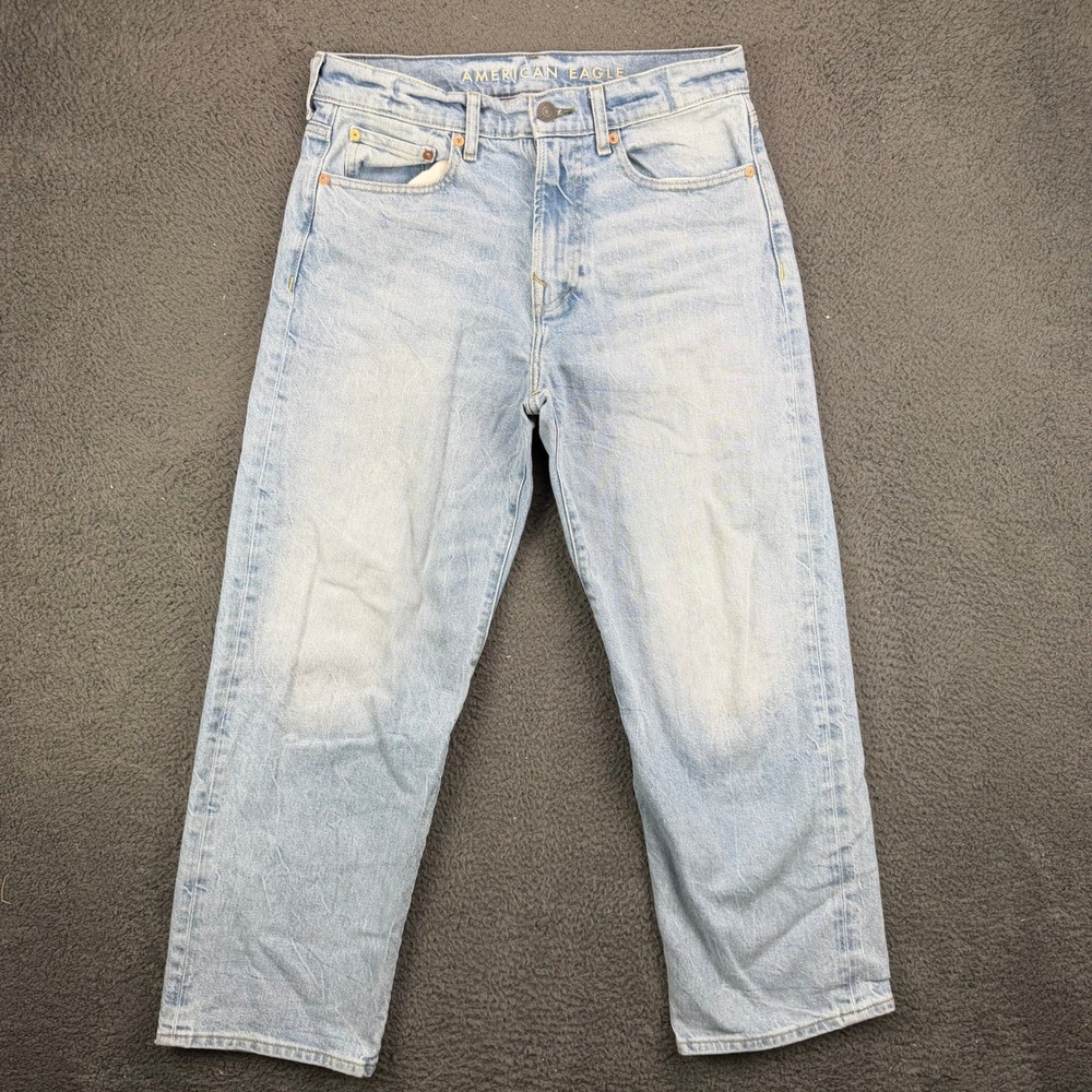 American Eagle Easy Flex Loose Fit Jeans Mens 29x30 Light Wash Blue Denim 35001